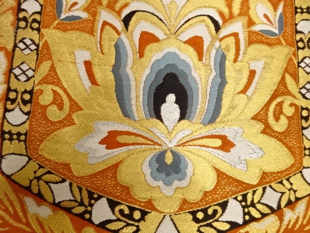  アンティーク　唐花模様織り出し袋帯（材料）